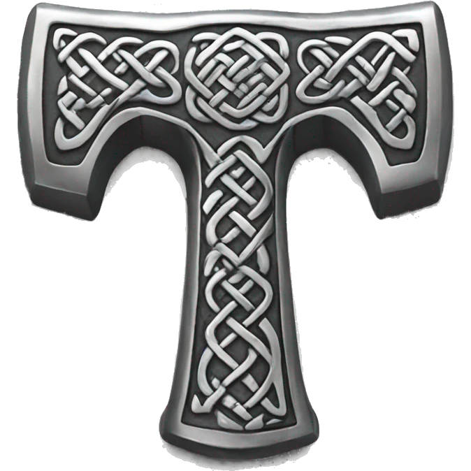 Mjolnir with Celtic pattern on silver emoji