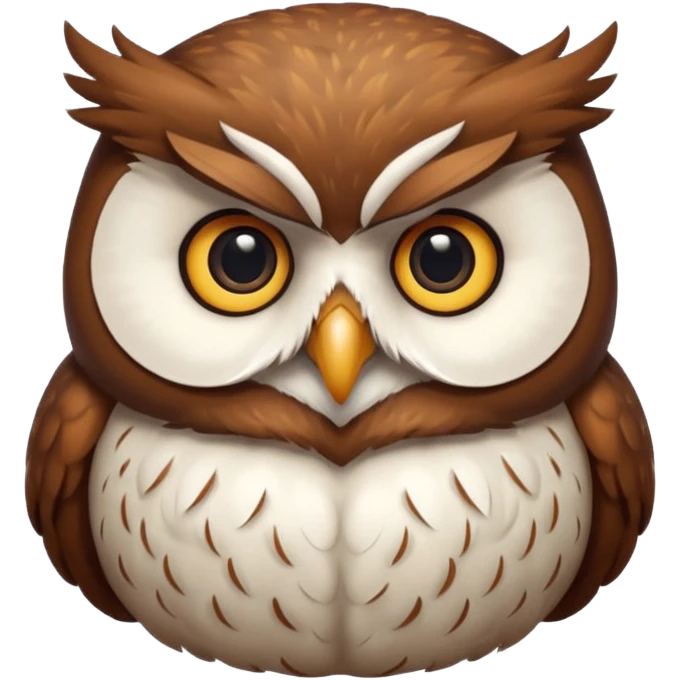 A chubby owl perched on a branch, sporting a fluffy feathery beard and looking very wise yet cute.




















 emoji