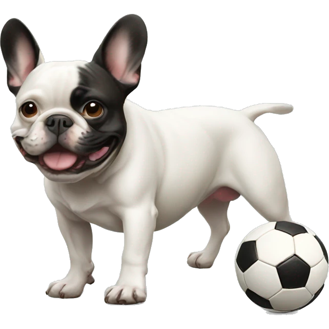 French bulldog playing soccer emoji