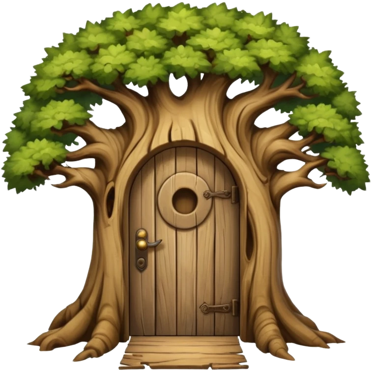 large and old tree with door emoji