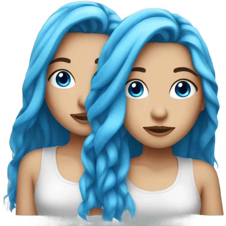 teenage girl with blue eyes and long blue hair emoji