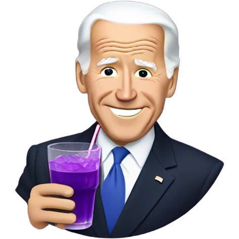 joe biden holding a purple drink in a glass emoji