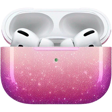 Pink ombre AirPods Pro with glitter emoji