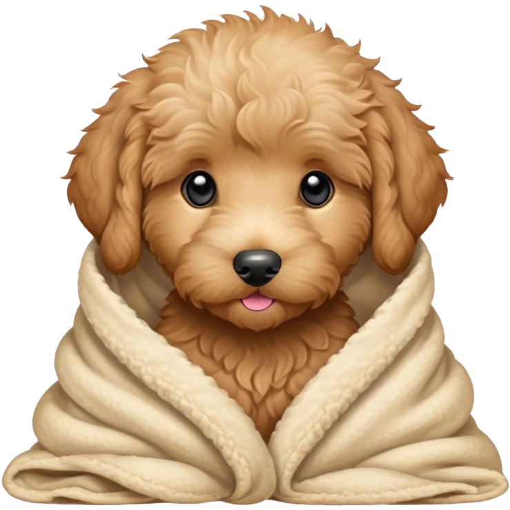 Cute, Disney-style goldendoodle puppy in blanket emoji