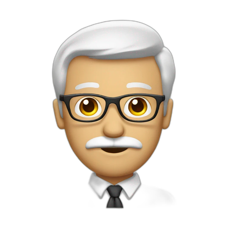 profesor, sin pelo, con barba y gafas emoji
