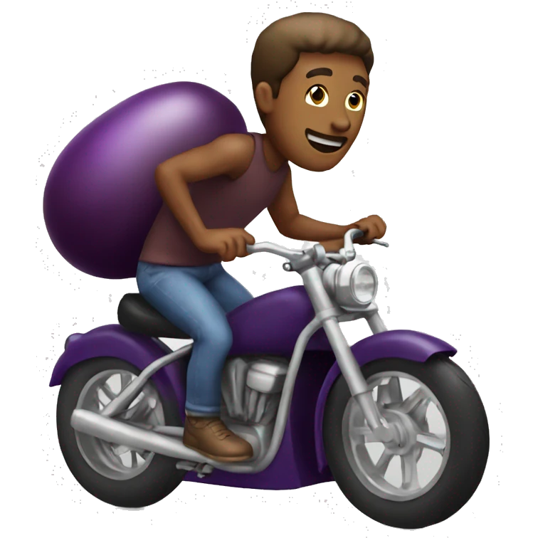 man riding an eggplant bike emoji