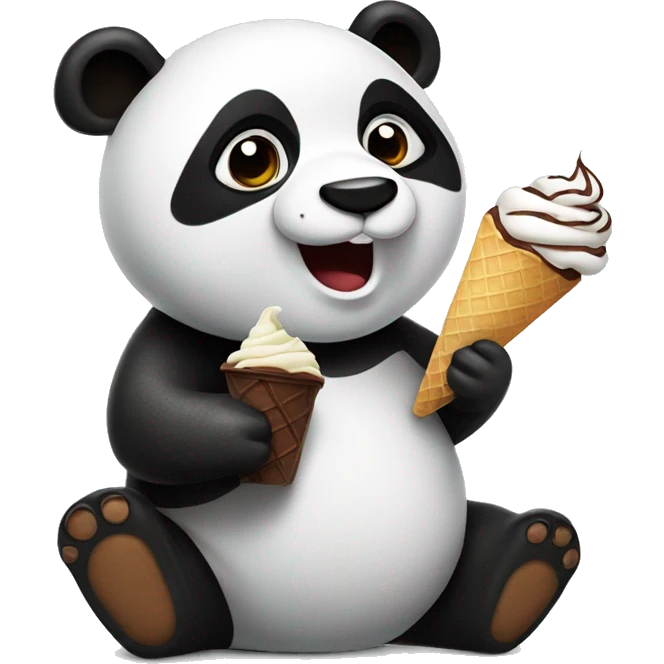 Panda eating chocolate ice cream  emoji