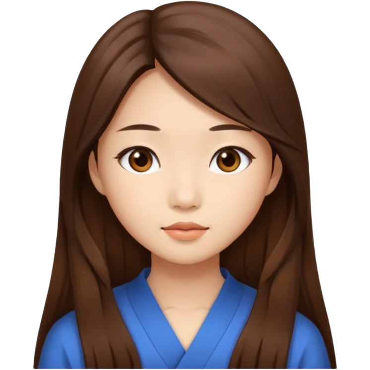 brown long hair, Asian girl, beauty emoji