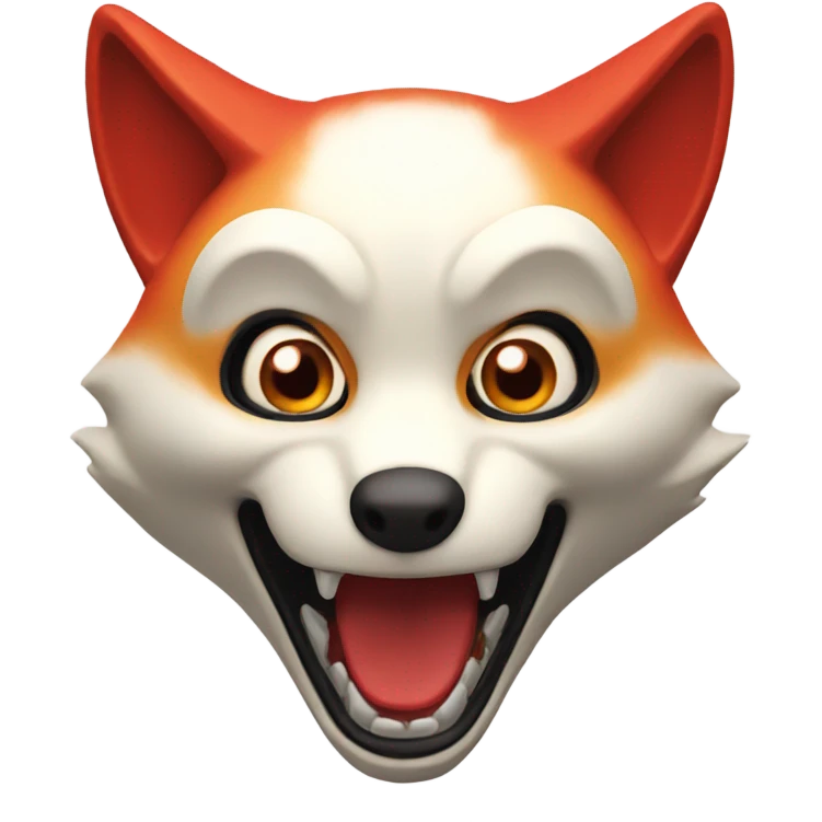 Red Kitsune mask, shocked amazed face emoji
