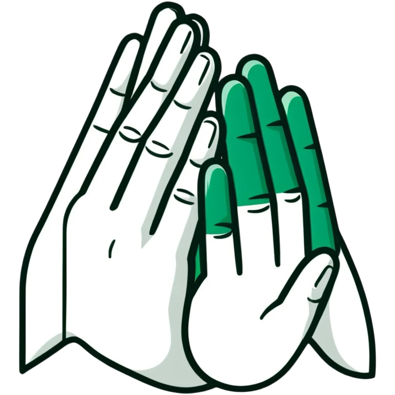 Geometric Maya style prayer hands - thank you for reply, strictly white and deep dark green only, angular sharp lines emoji