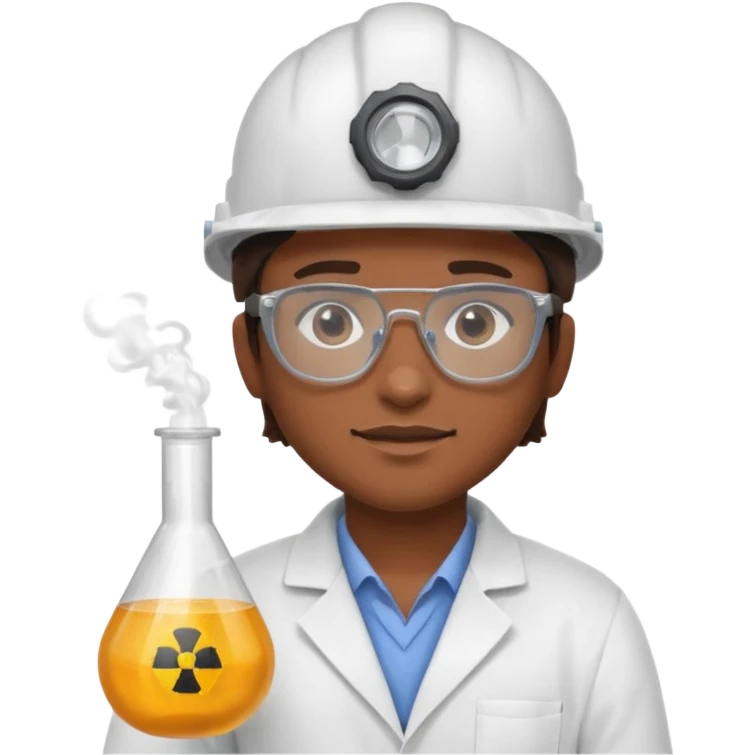 Ingeniera quimica con delantal, casco de seguridad y gafas de seguridad emoji