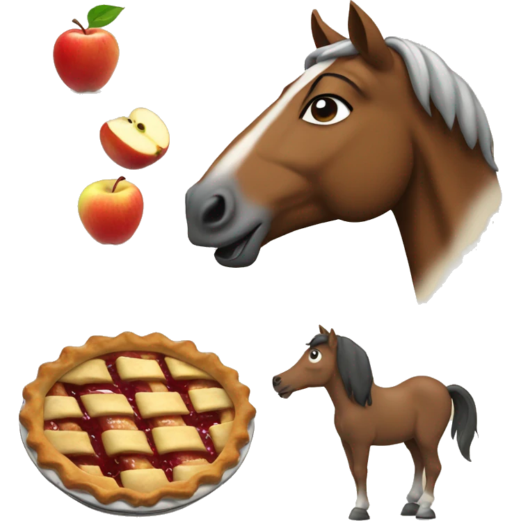 Horse eating apple pie emoji