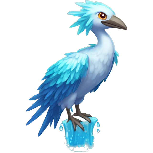 Wet dripping watery Cool Cute Fantasy legendary sea-bird ocean-water-type-Hydro-Phoenix-avian Fakemon full body emoji