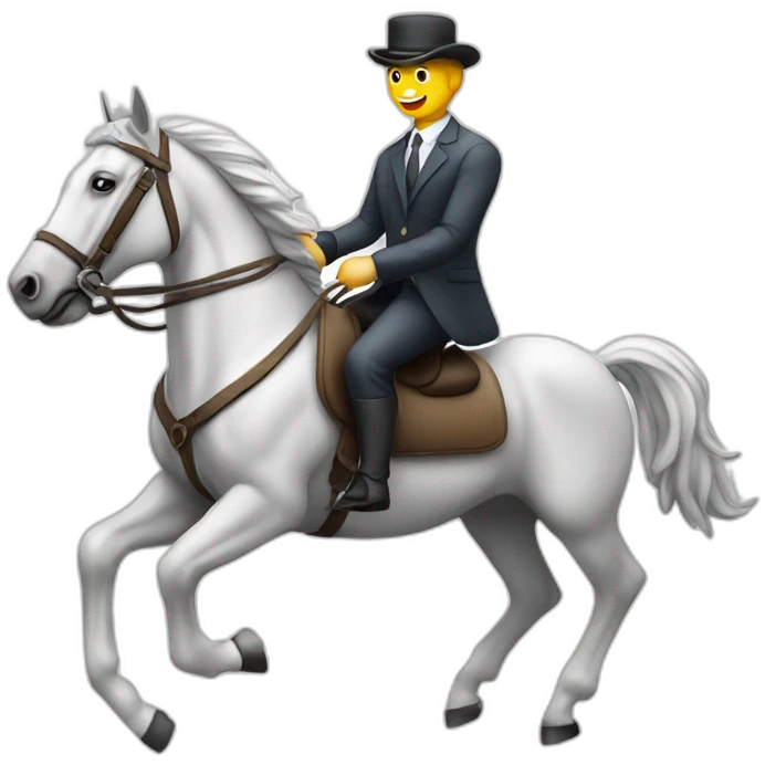 banker sitting on the white horse galloping emoji