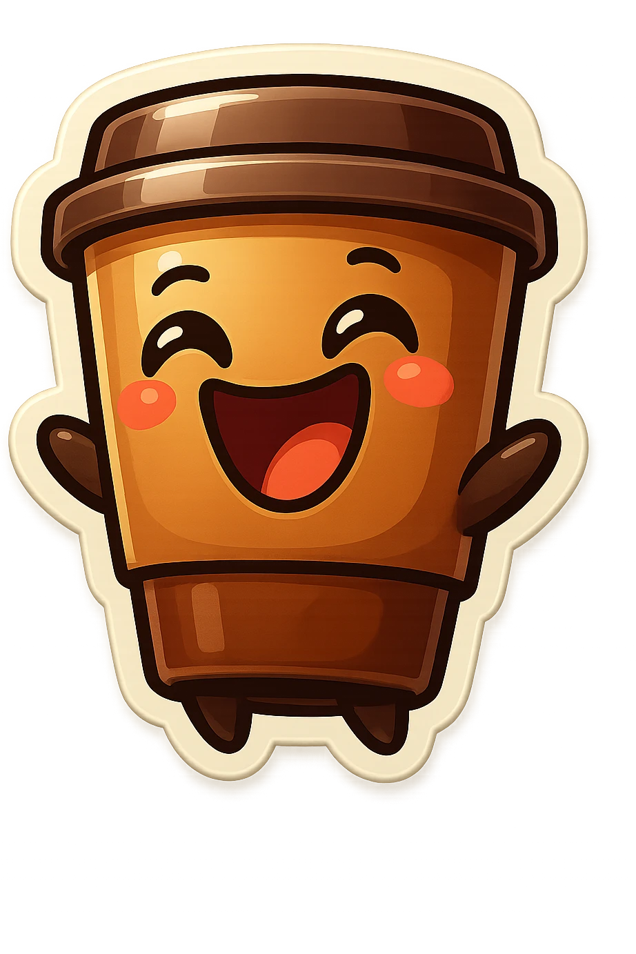 Tall coffee cup, laughing dramatically at self emoji