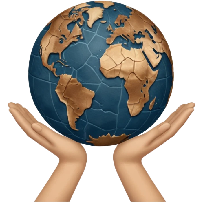 simple Beige hands holding simple earth emoji