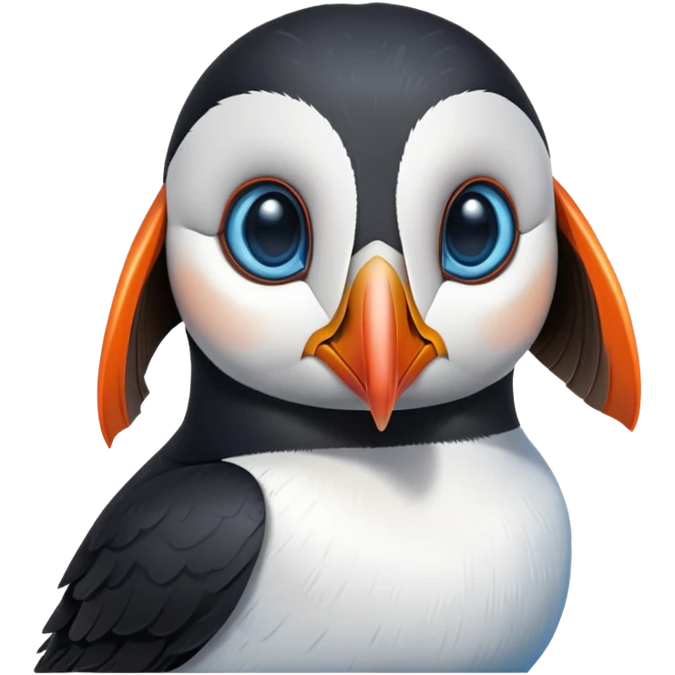 puffin emoji with AI eyes, maybe blue cyber like eyes. Only show the head like the standard puffin penguin emoji emoji
