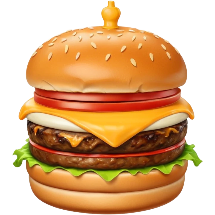 burger from Quick with soft bun, steak, cheese, sauce emoji