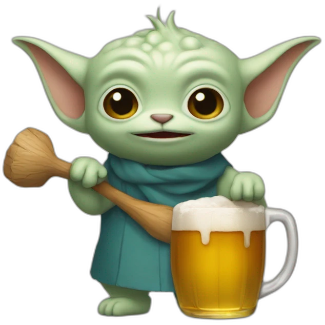 Grogu buvant une bière emoji