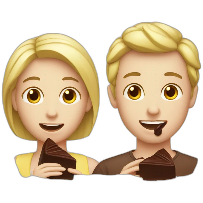 white couple eating chocolat emoji