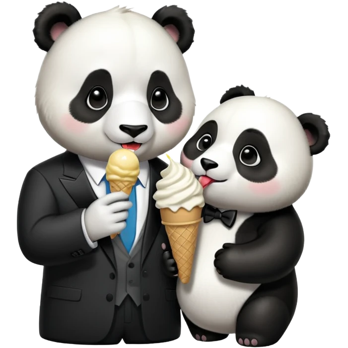 Panda eating ice cream while kissing elon musk emoji