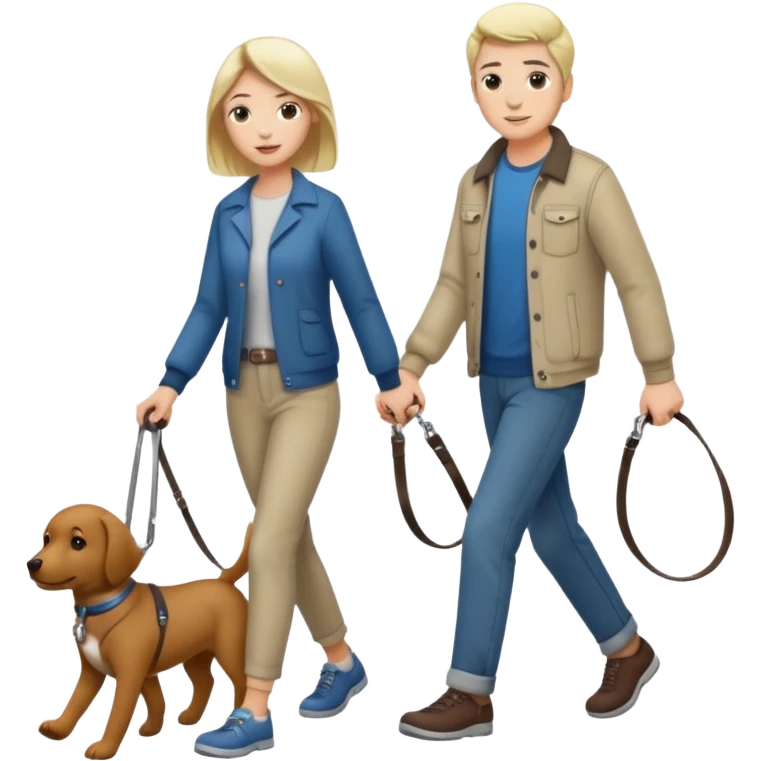 Woman walking a man on a leash emoji