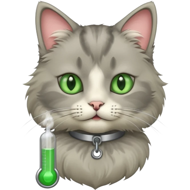 sick cat with termometer emoji