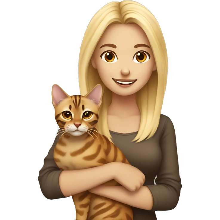 blonde girl with bengal cat emoji
