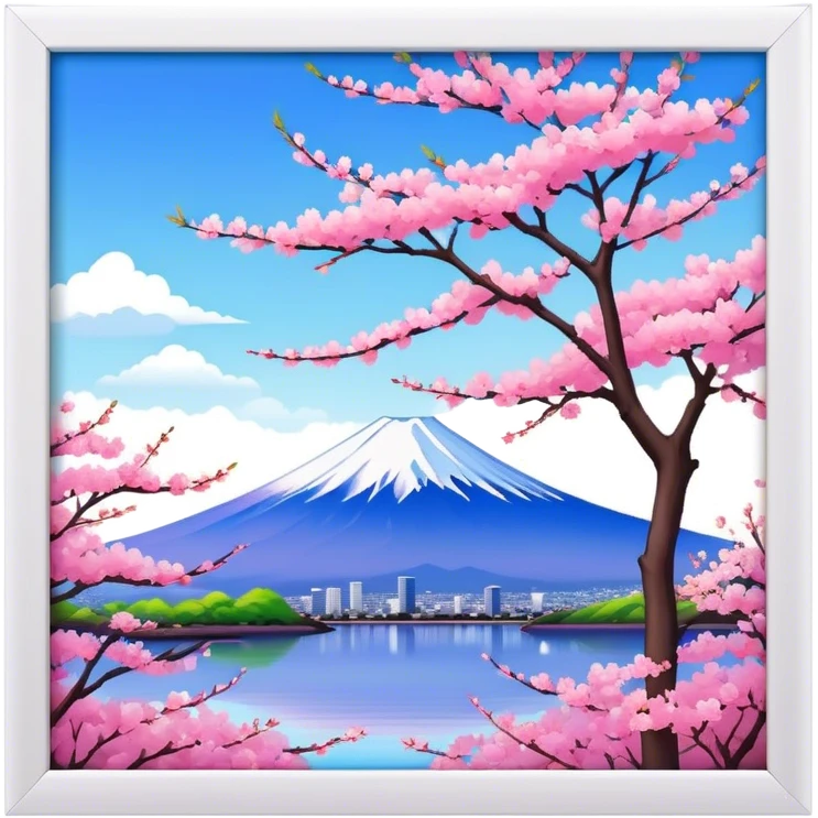 Cherry blossom scenery, Mount Fuji，CD emoji