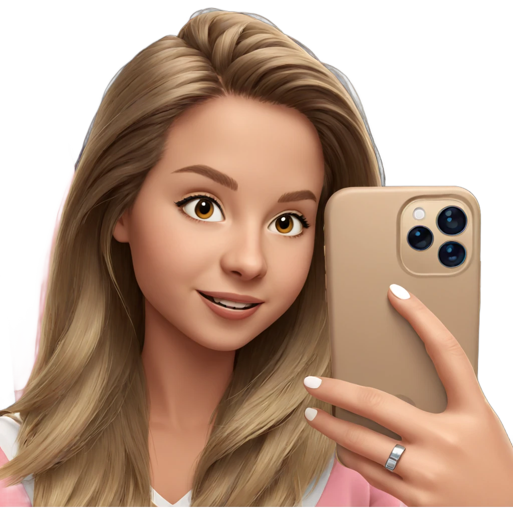 smiling girl with phone emoji