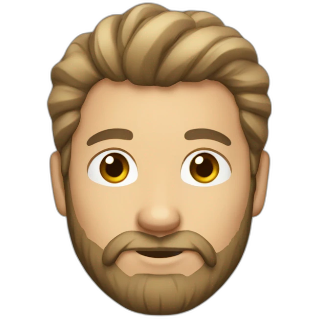 a bearded white brown-haired man with a manbun emoji