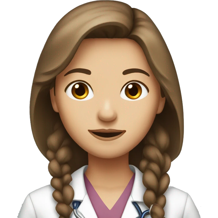 pretty doctor, female, brown long hair emoji