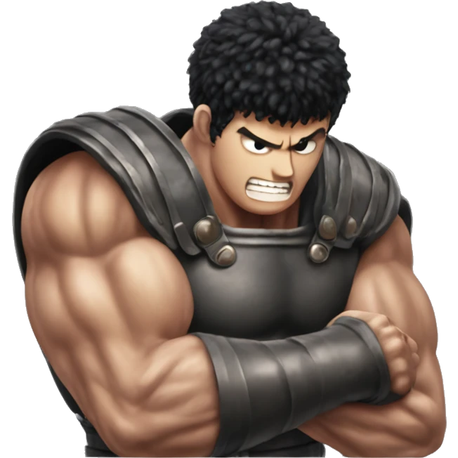 Guts from Berserk shows his biceps emoji