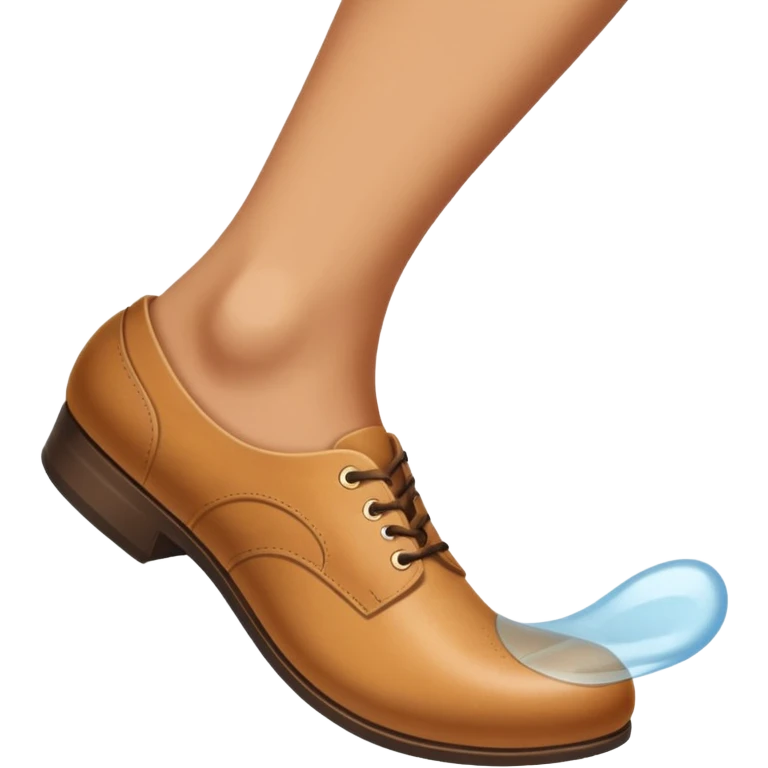 a shoe with a foot inside, stepping and showing a clear shoe print below. and leg







 emoji