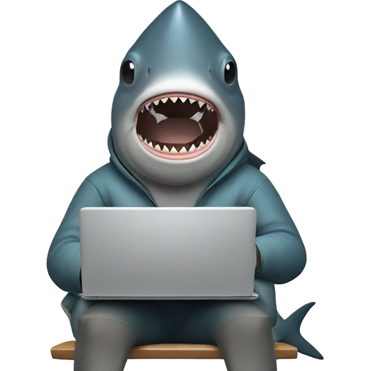 shark programmer on his laptop emoji