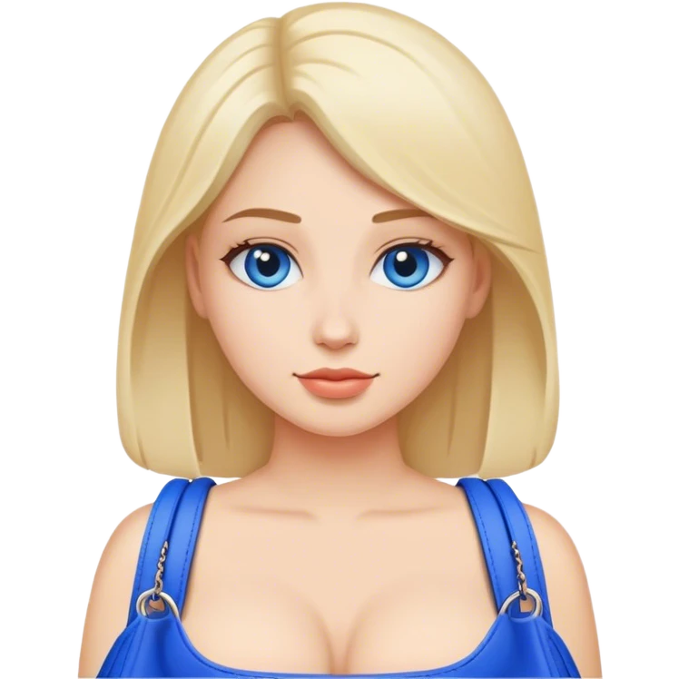 Woman with big boobs and a blue bag emoji