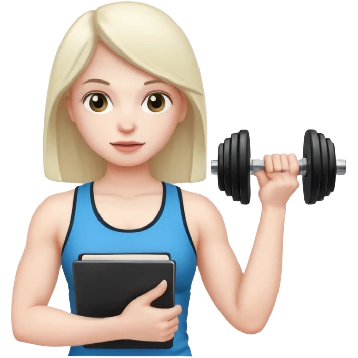 open notebook with workout plan and a dumbbell emoji