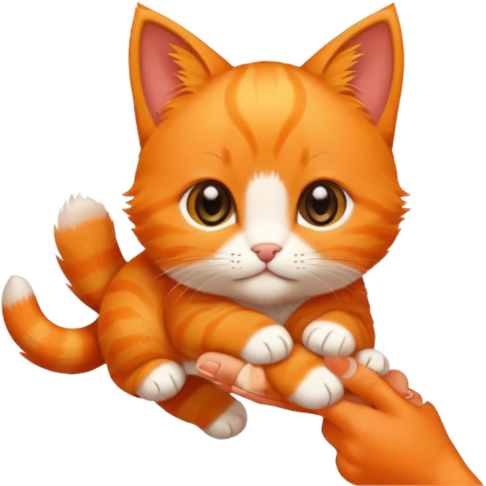 hand petting orange kitten on the head emoji