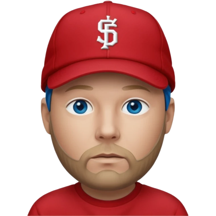 Fred Durst with dark blonde hair, blue eyes, red outfit and cap emoji