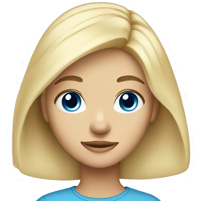 pretty blonde girl with blue eyes not so close emoji