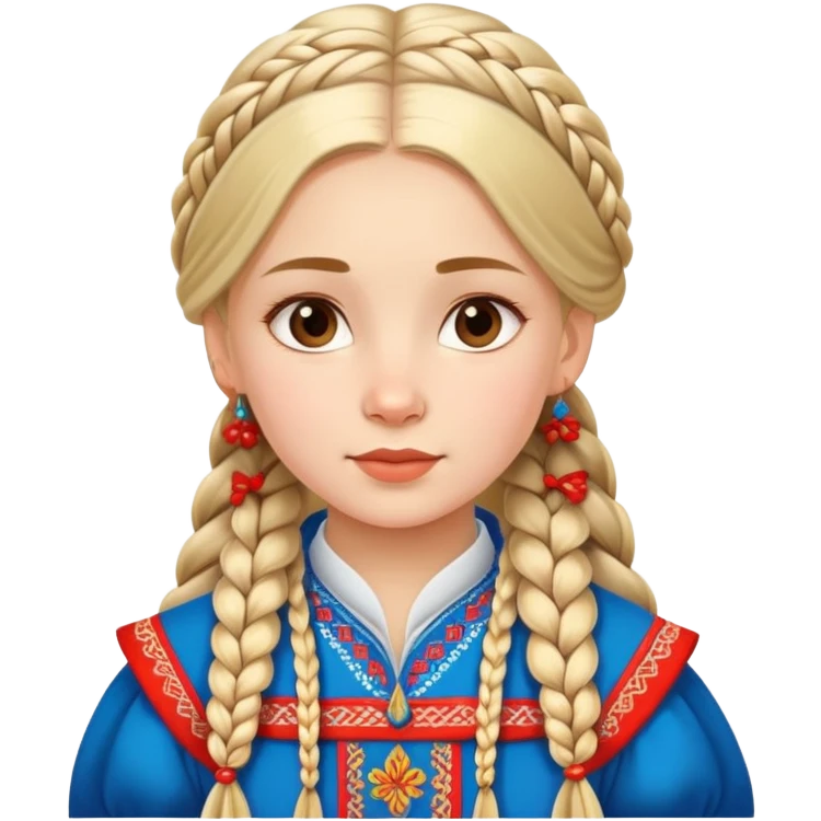 девушка с длинной косой в русском костюме emoji