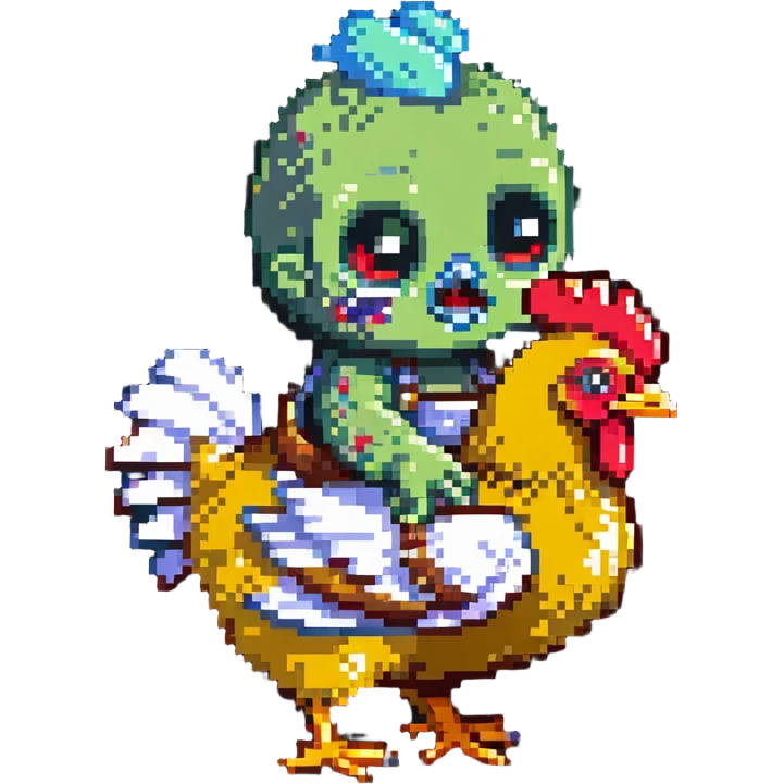 baby zombie riding a chicken, minecraft chicken jockey emoji