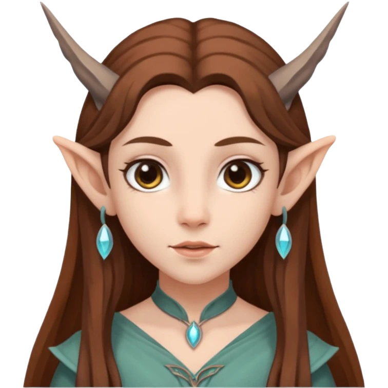 fae with gray eyes and long brown hair emoji