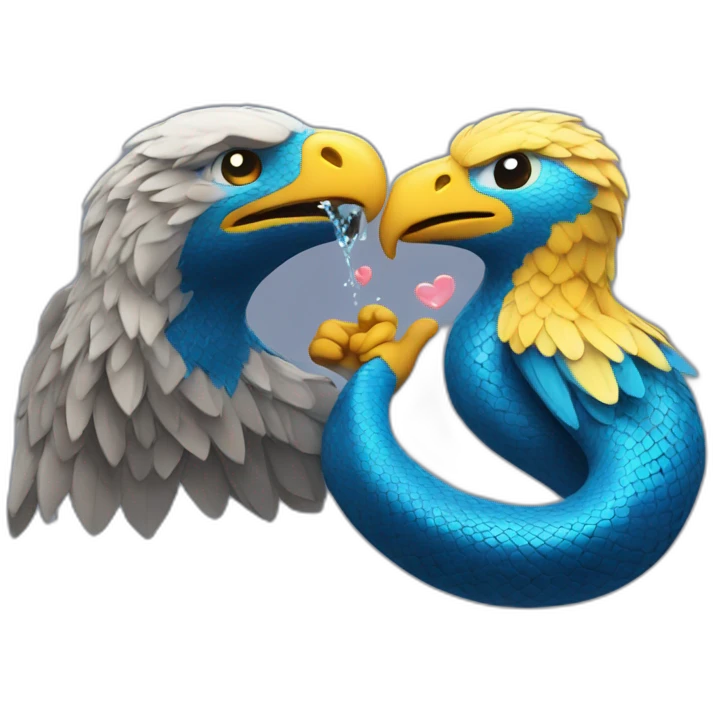 blue snake and eagle in love emoji