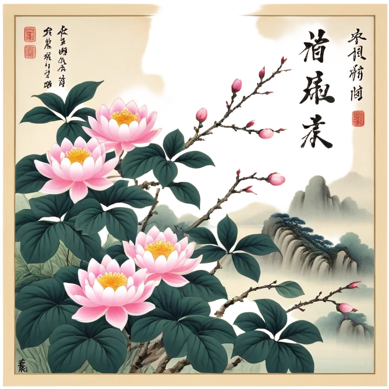 粉红牡丹花花，圆滚滚身体，脸颊通红，表情紧张的样子 emoji
