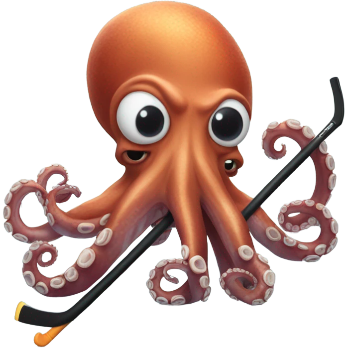Giant octopus with hockey stick emoji