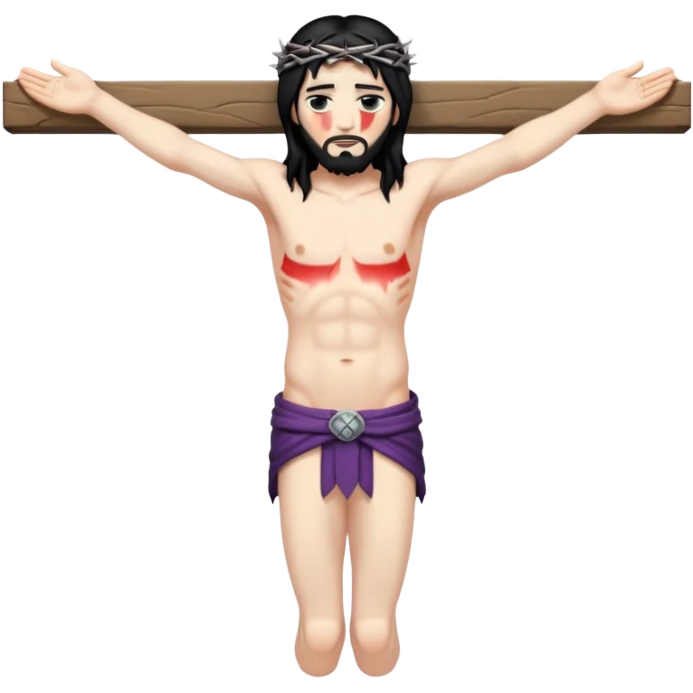 jesus-body-on-the-cross, black hair, punk hair emoji