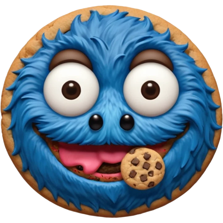 sesame street cookie monster only face and cookie emoji