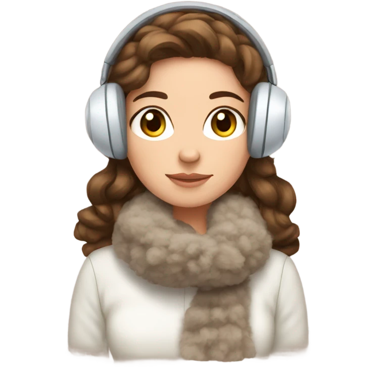 Winter girl brown hair cozy earmuffs  emoji
