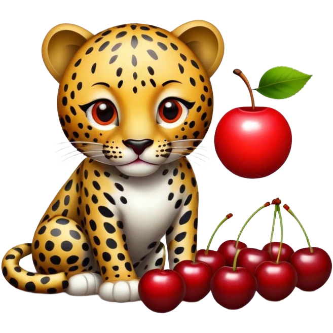 Leopard with cherries and an 8 ball￼ emoji